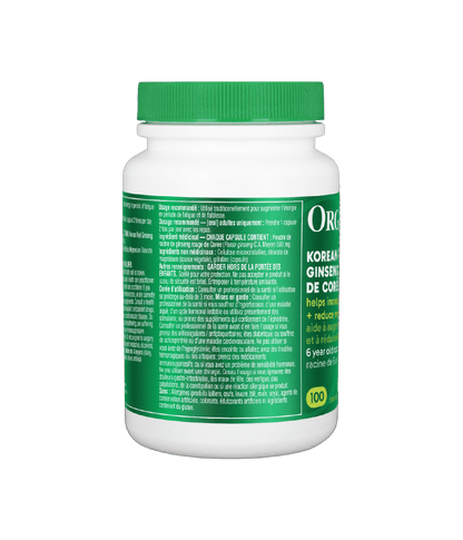 Korean Red Ginseng - 100 Caps - Organika Health Products