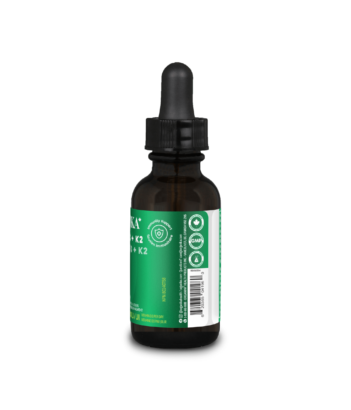 Liquid Vitamins D3 + K2 - 30 ml - Organika Health Products