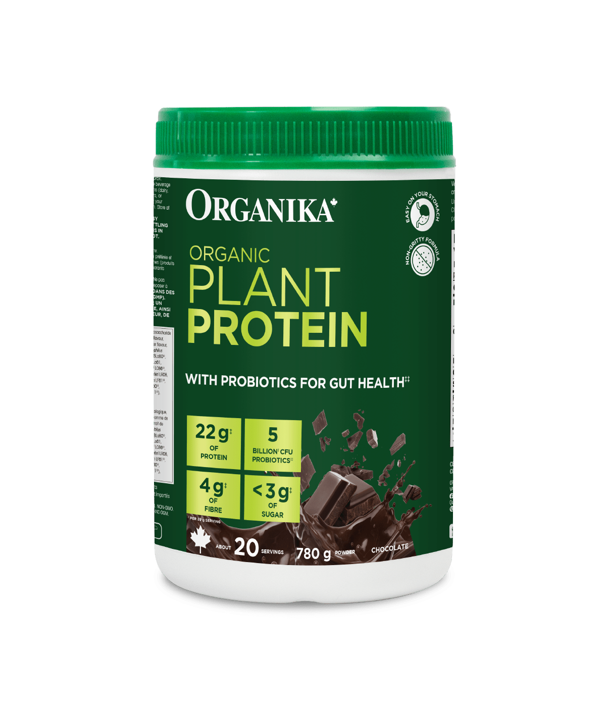 Organic Plant Protein with Probiotics for Gut Health - Chocolate - Chocolate - Organika Health Products