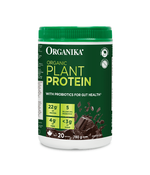 Organic Plant Protein with Probiotics for Gut Health - Chocolate - Chocolate - Organika Health Products