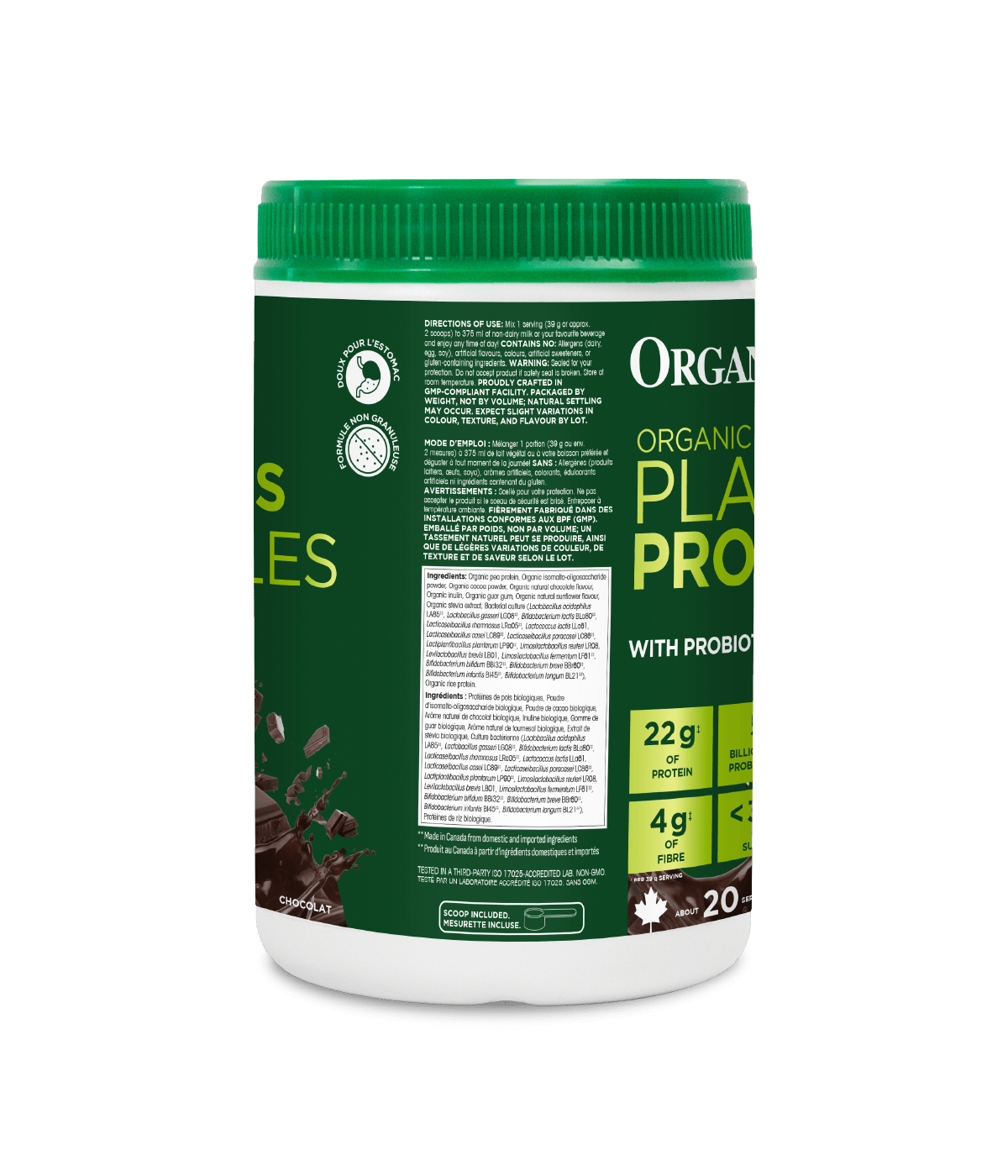 Organic Plant Protein with Probiotics for Gut Health - Chocolate - Chocolate - Organika Health Products