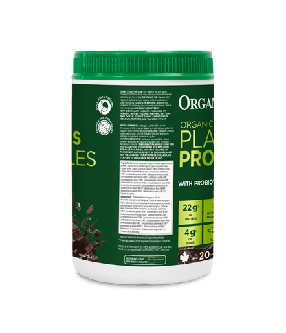 Organic Plant Protein with Probiotics for Gut Health - Chocolate - Chocolate - Organika Health Products
