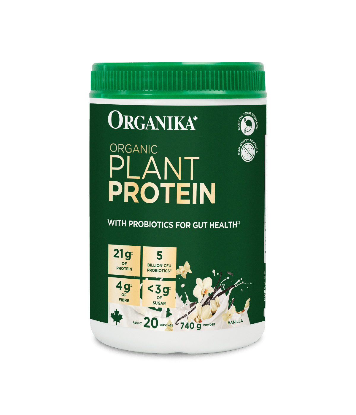 Organic Plant Protein with Probiotics for Gut Health - Vanilla - Vanilla - Organika Health Products