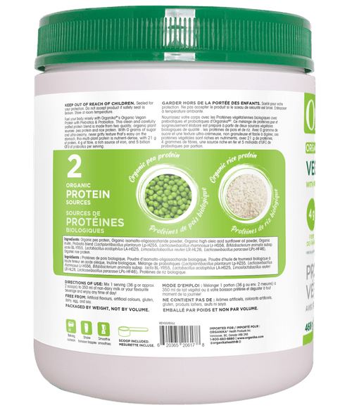Vegan Protein with Prebiotics & Probiotics - Unflavoured - Organika Health Products