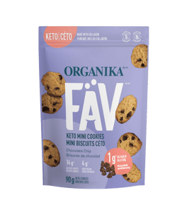 FÄV Keto Mini Cookies - Chocolate Chip 90g Pouch - 90g Pouch - Organika Health Products