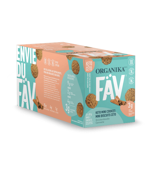 FÄV Keto Mini Cookies - Snickerdoodle 30g Sachet - Box (12 x 30g sachets) - Organika Health Products