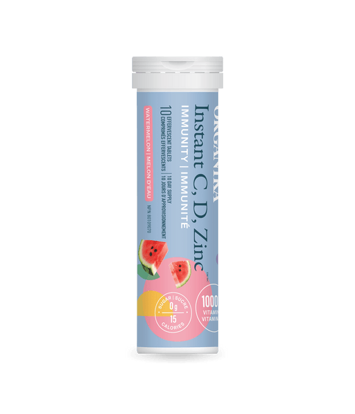 Instant C, D, Zinc Immunity Effervescent - Watermelon - Single Tube - Organika Health Products