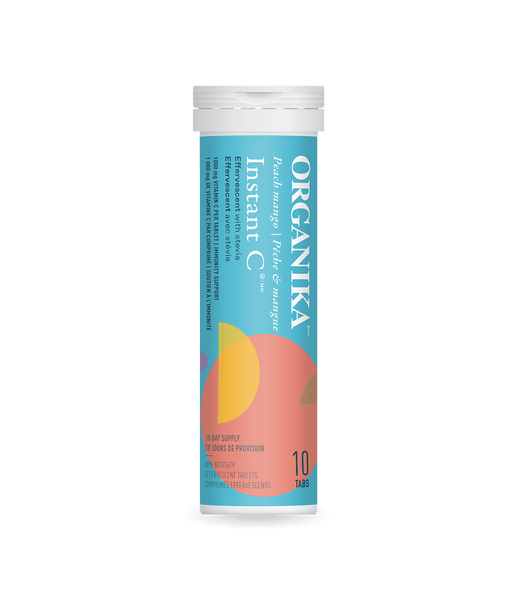 Instant C Effervescent with Stevia - Peach Mango - Single Tubes - Organika Health Products