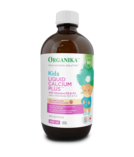 Kids Liquid Calcium Plus with Vitamins D3 & K2 - Mixed Berry - Organika Health Products