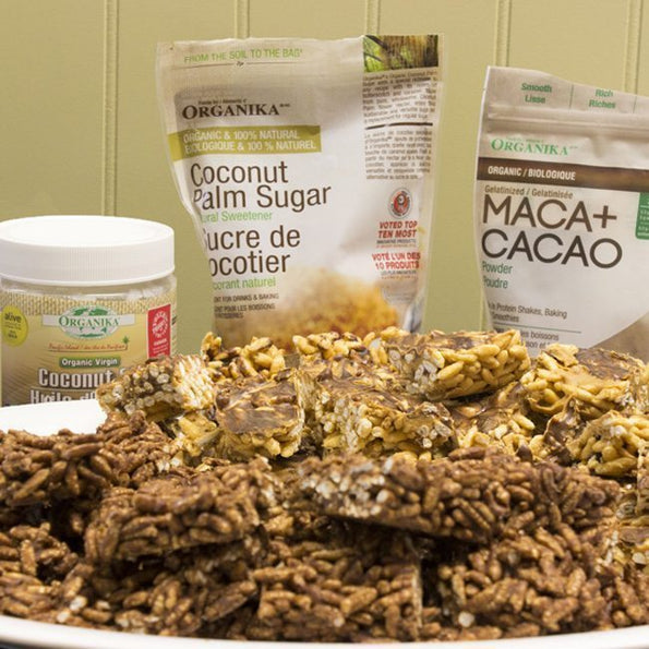 Peanut Butter &amp; Cacao Rice Squares Recipes - Organika Health Products