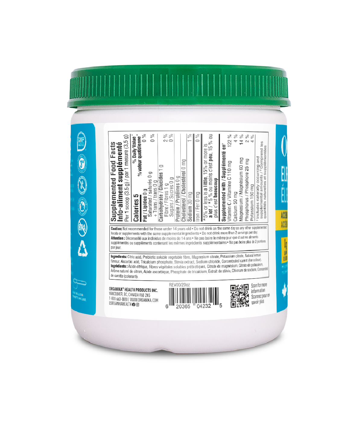 Electrolyte 100 Servings - Classic Lemonade - Organika Health Products