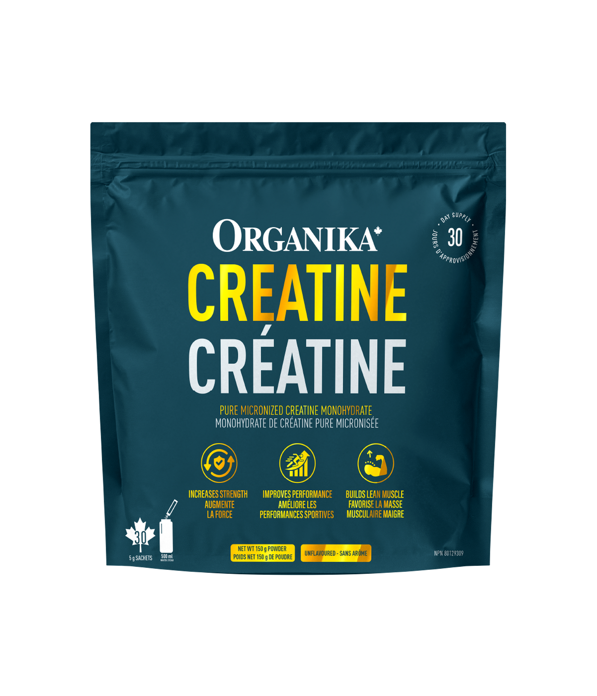 Creatine Sachets - Unflavoured - 5 g x 30 Sachets - Organika Health Products