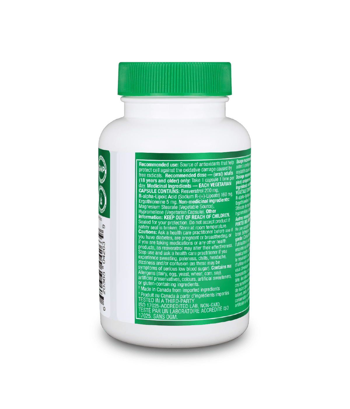 ALA+Resveratrol+Ergothioneine - 60 Vcaps - Organika Health Products
