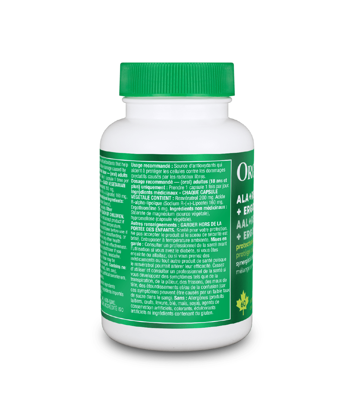 ALA+Resveratrol+Ergothioneine - 60 Vcaps - Organika Health Products