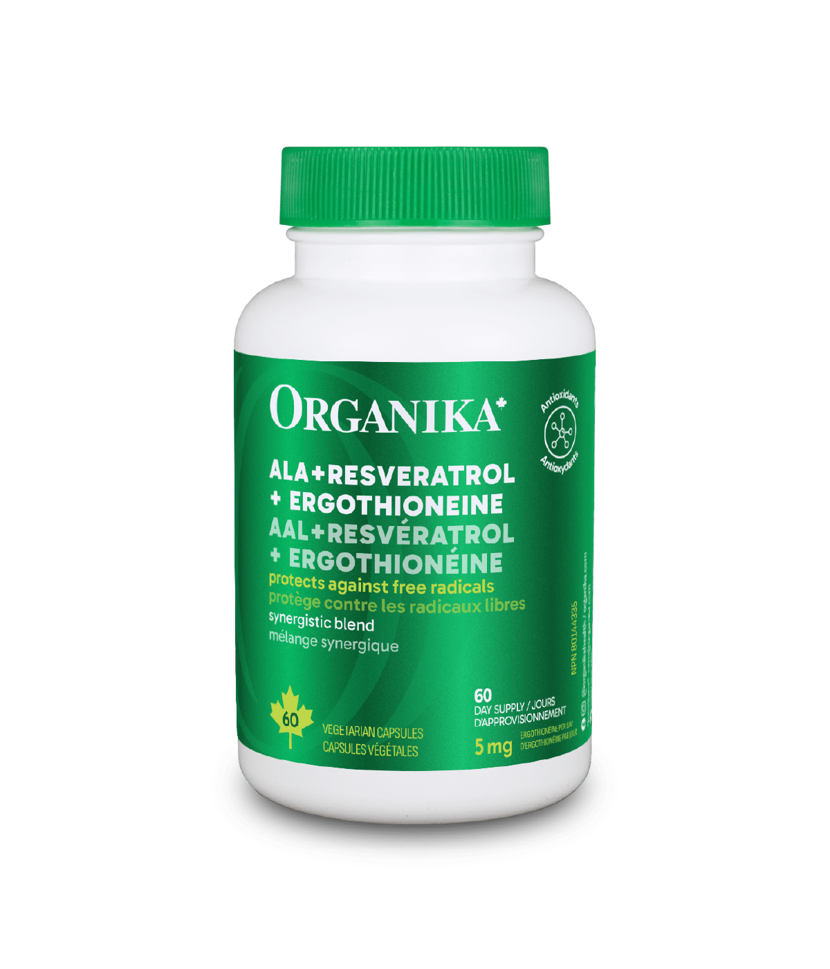 ALA+Resveratrol+Ergothioneine - 60 Vcaps - Organika Health Products