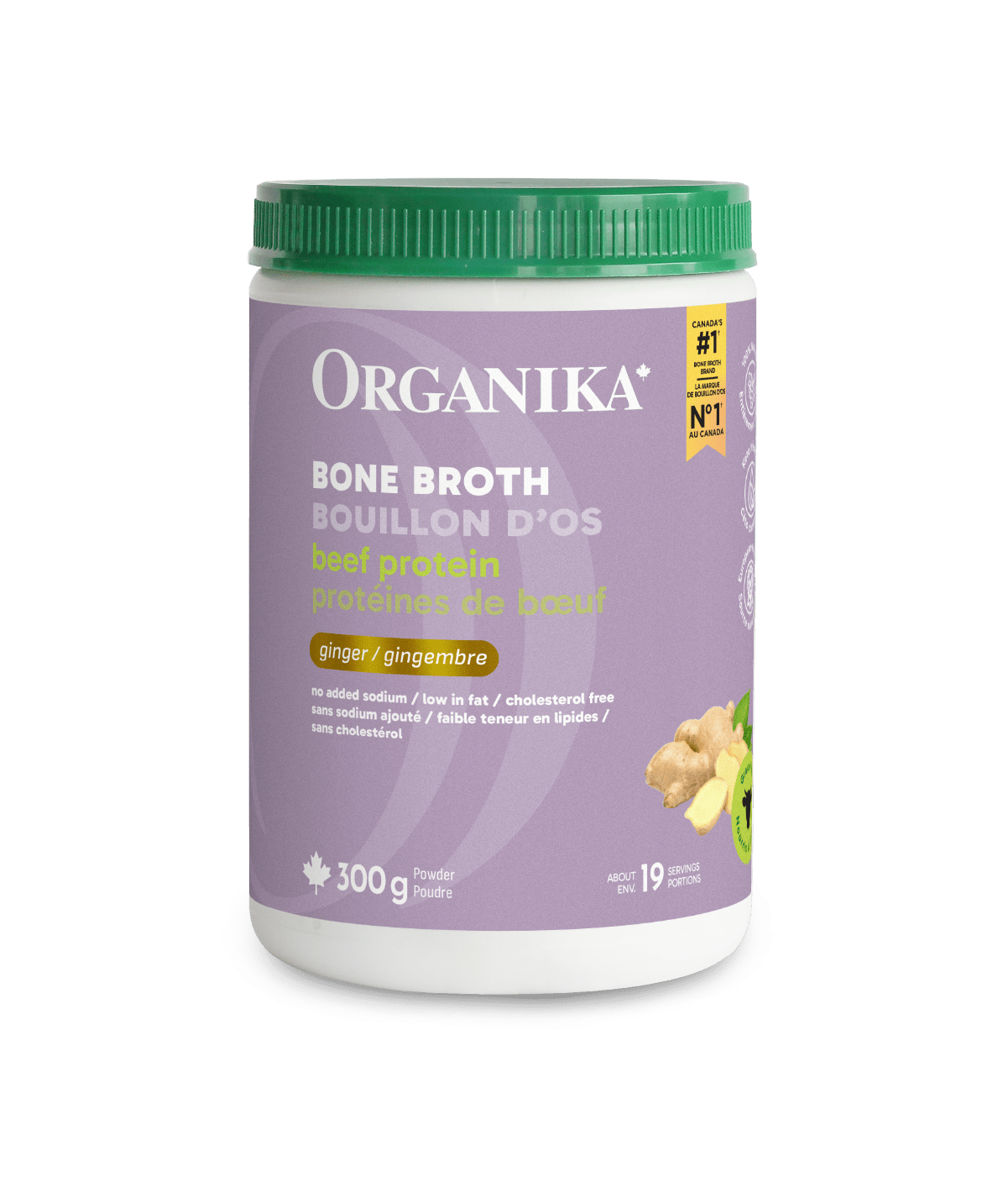 Beef Bone Broth Protein Powder - Ginger - Organika Health Products