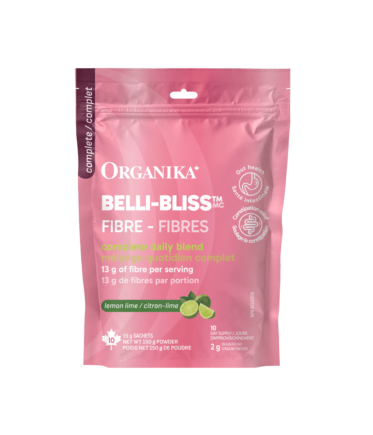 Belli - Bliss Complete Fibre - Lemon Lime - 10 Sachets - Organika Health Products