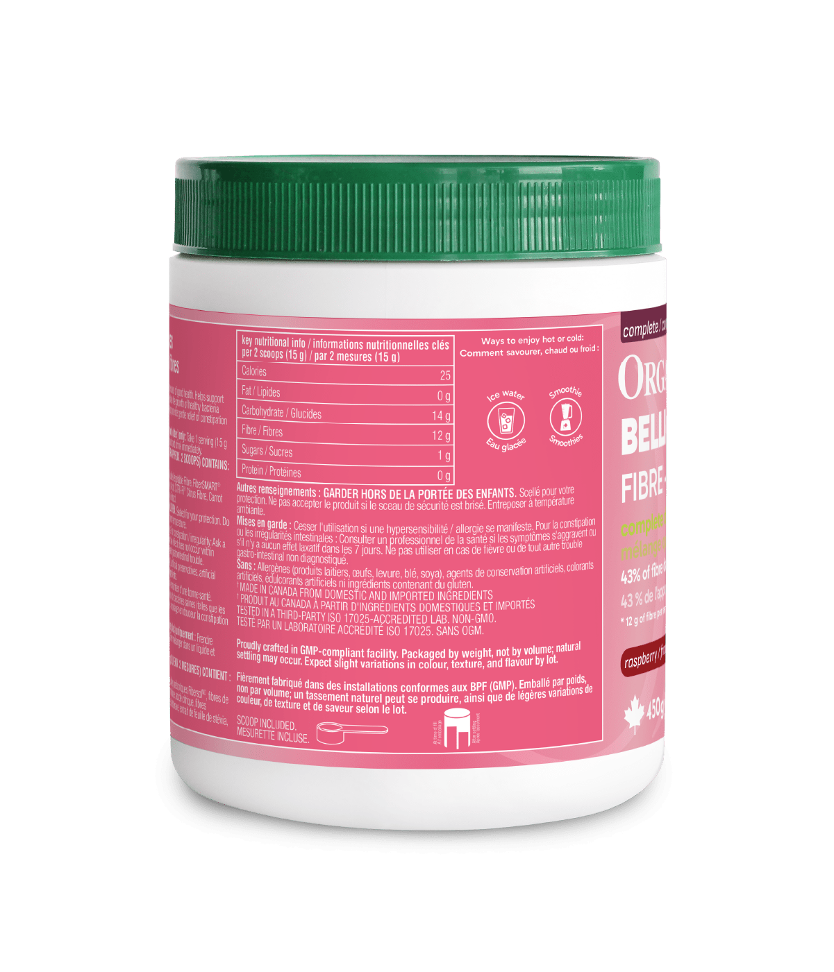Belli - Bliss Complete Fibre - Raspberry - 450 g Tub - Organika Health Products