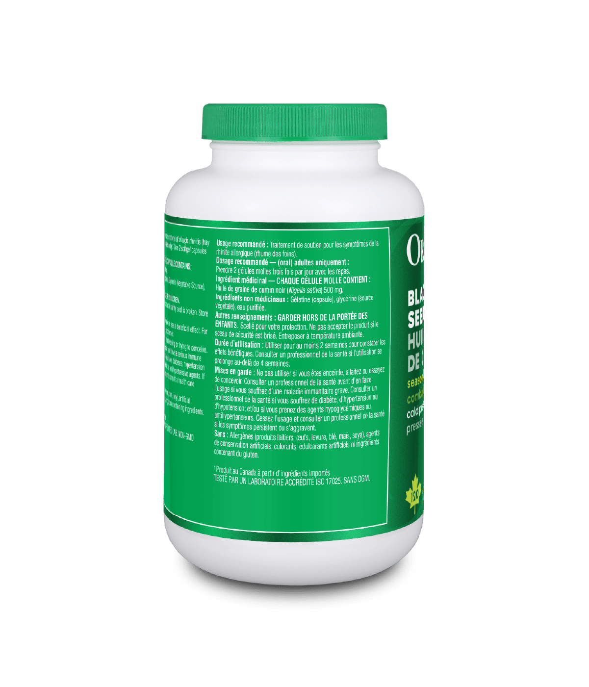 Black Cumin Seed Oil - 120 sftgl - Organika Health Products