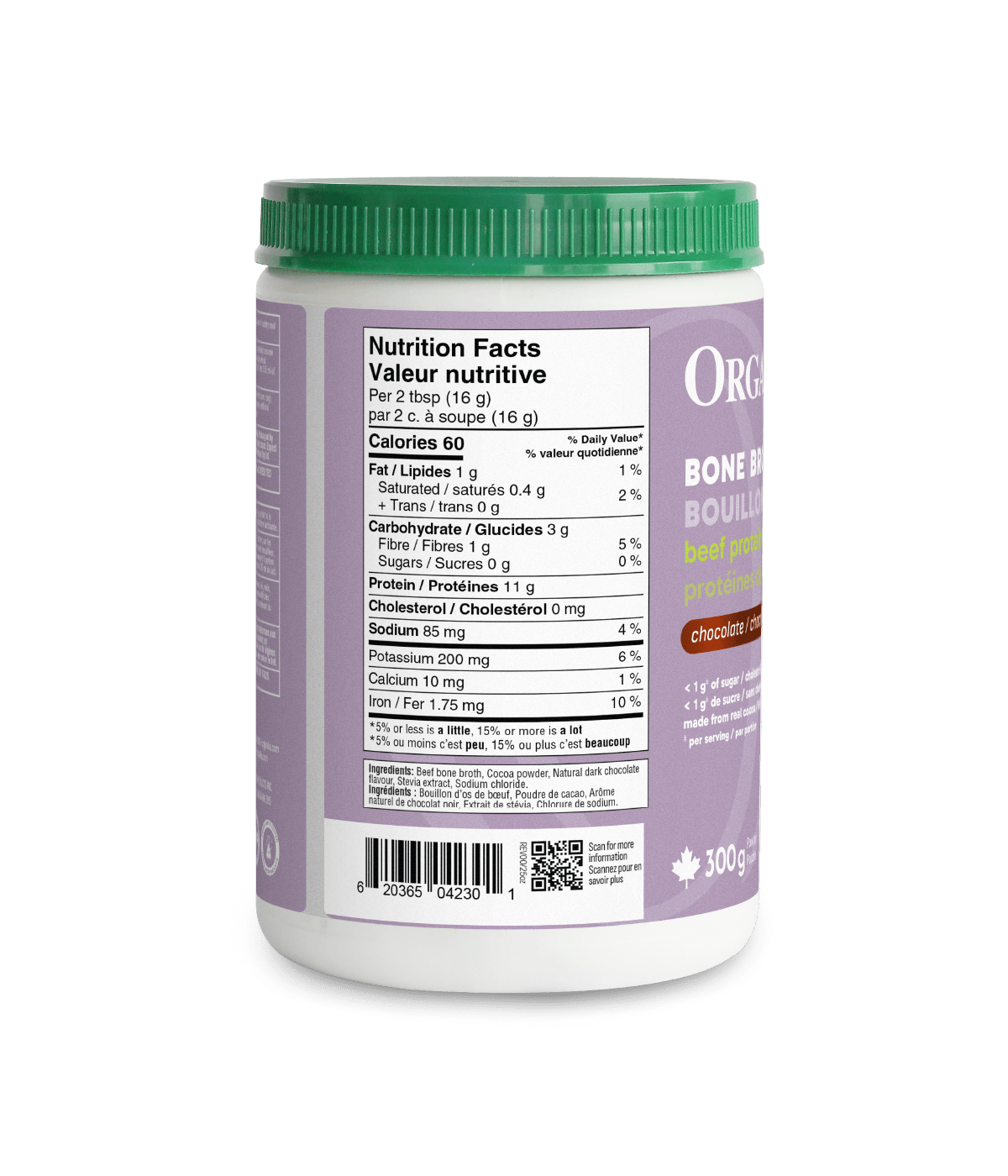 Bone Broth Beef Protein - Chocolate - Chocolate - Organika Health Products