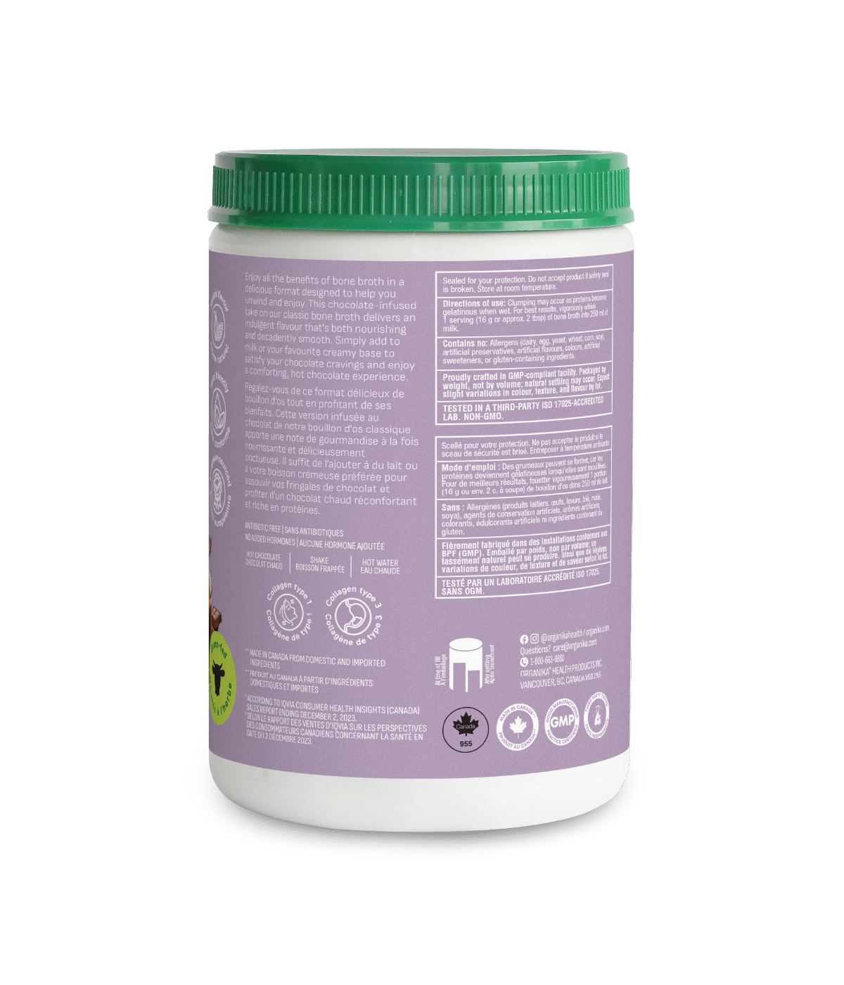 Bone Broth Beef Protein - Chocolate - Chocolate - Organika Health Products