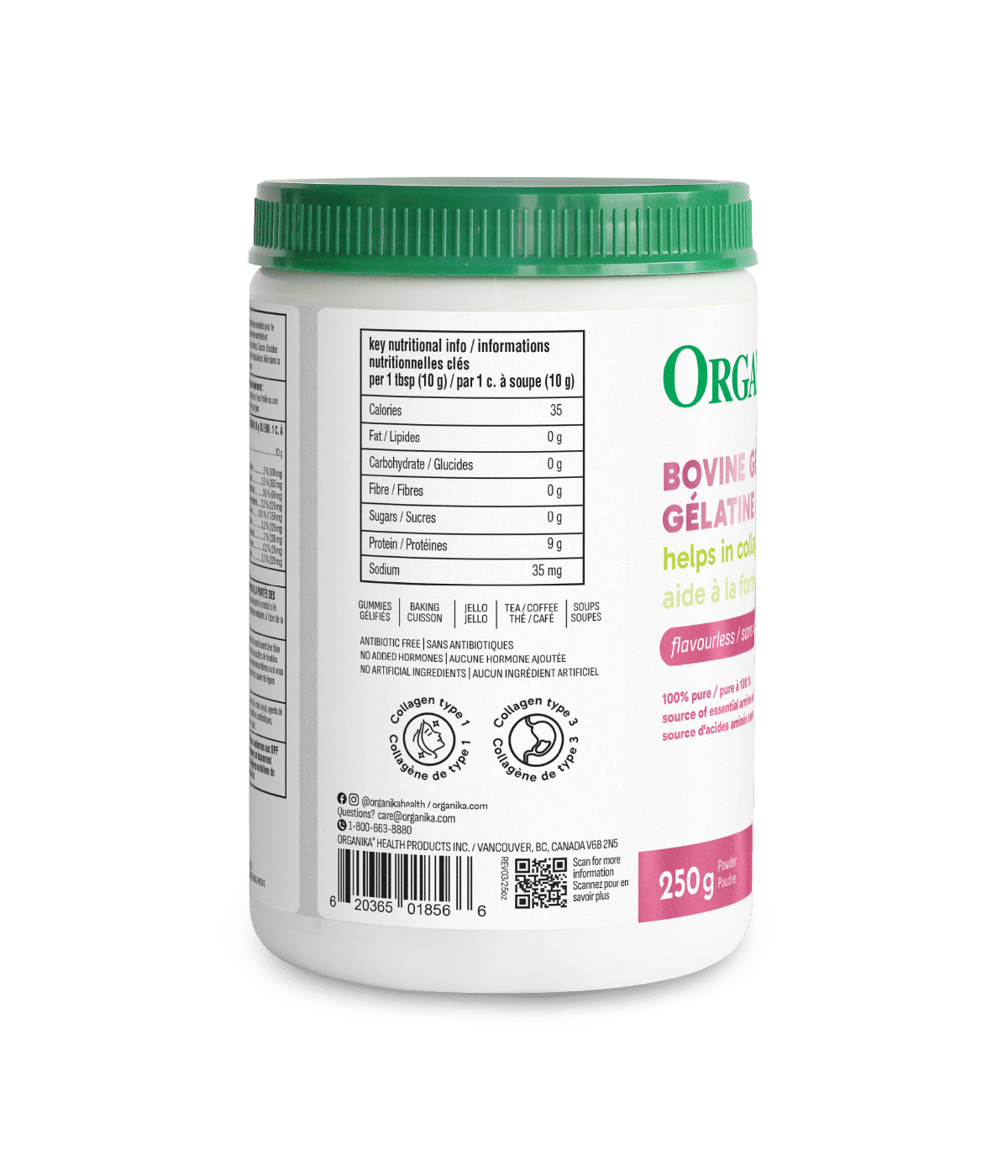 Bovine Gelatin - 250 g - Organika Health Products
