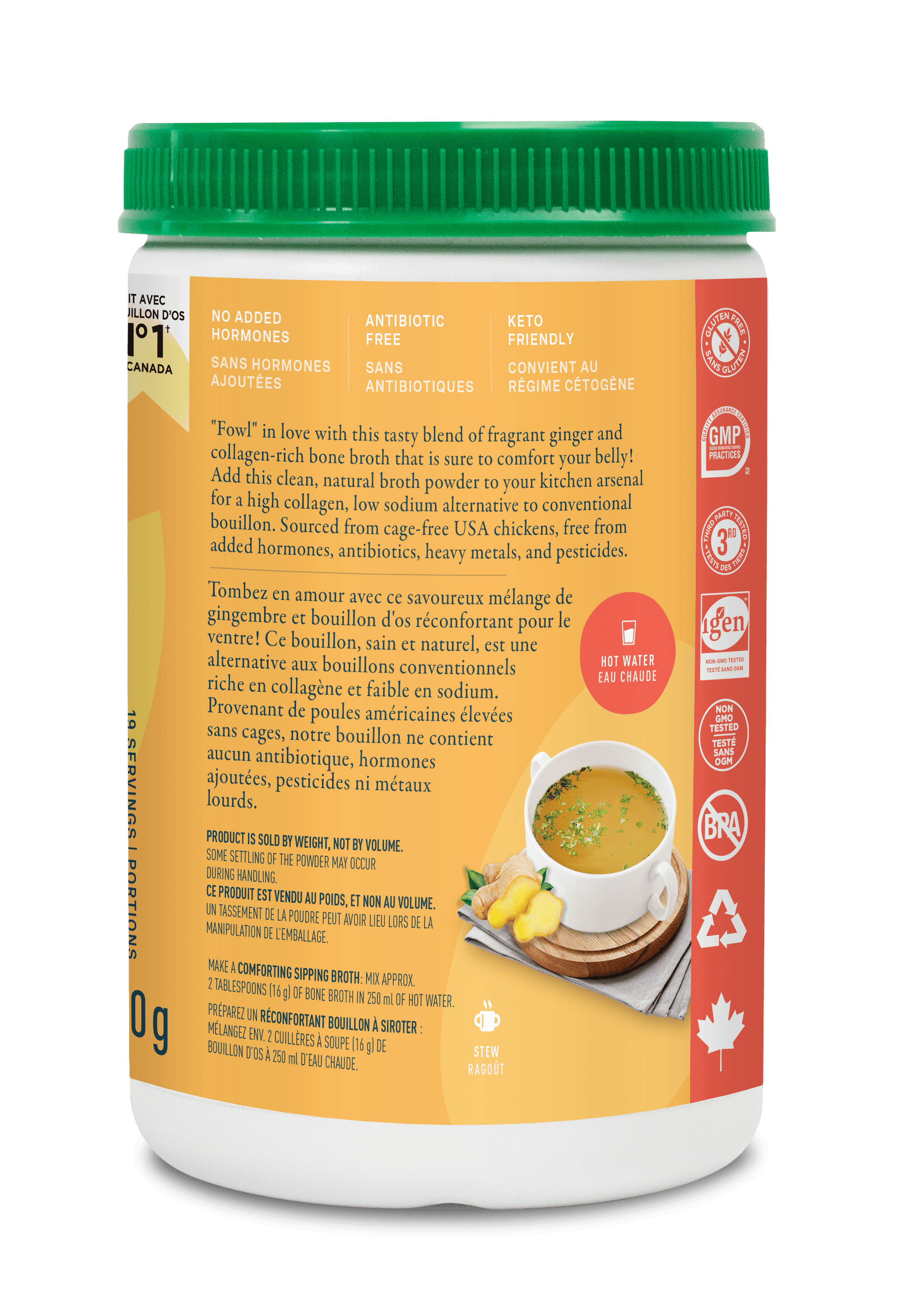 Chicken Bone Broth Protein Powder - Ginger - Organika Health Products