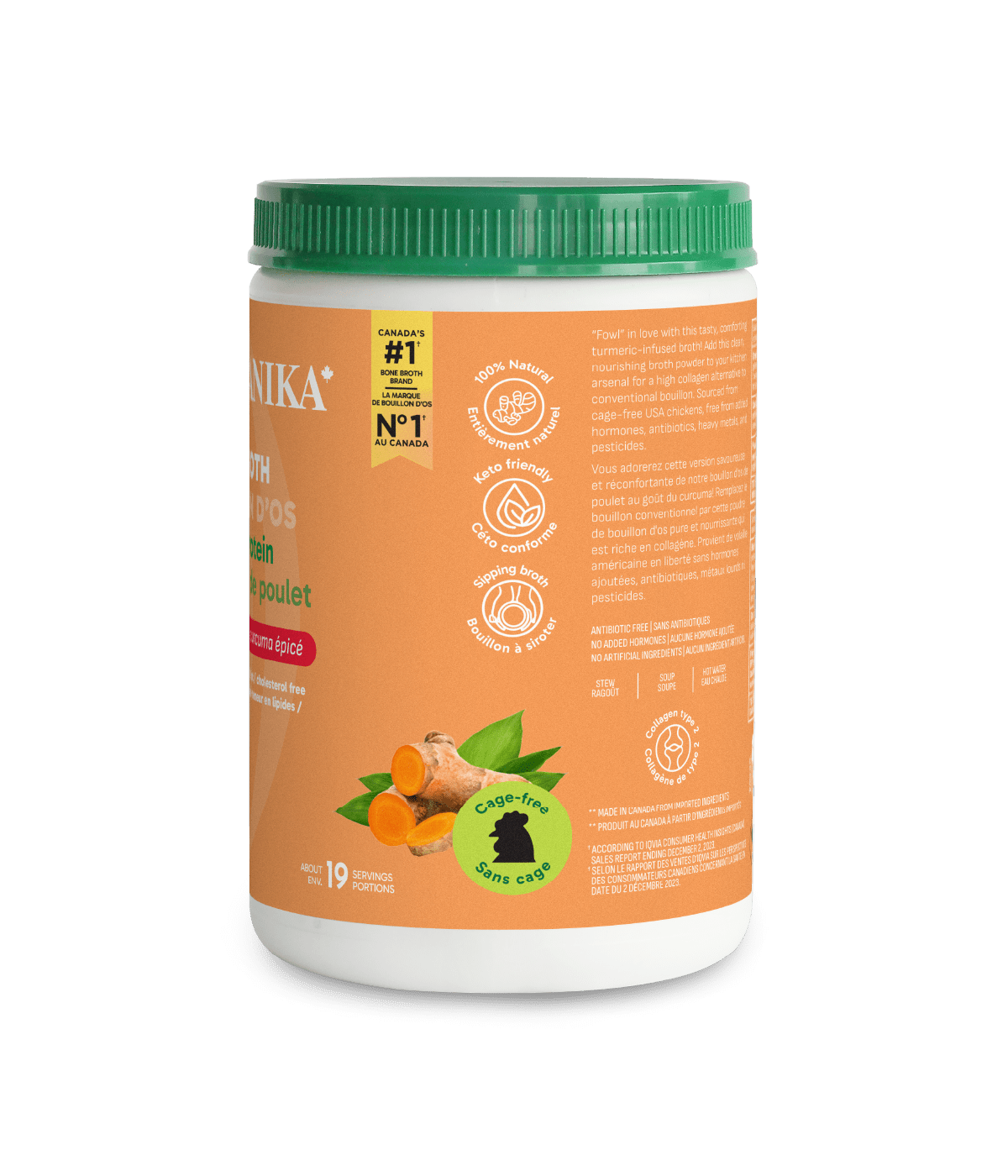 Chicken Bone Broth Protein Powder - Turmeric - Organika Health Products