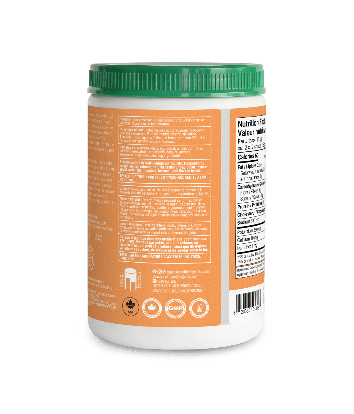 Chicken Bone Broth Protein Powder - Turmeric - Organika Health Products