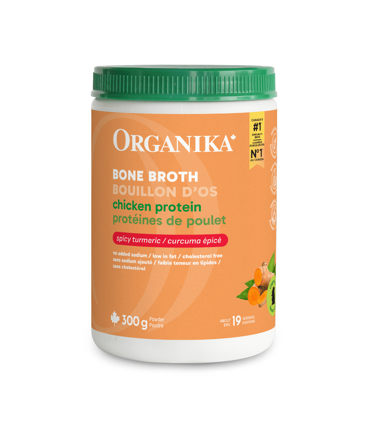 Chicken Bone Broth Protein Powder - Turmeric - Organika Health Products