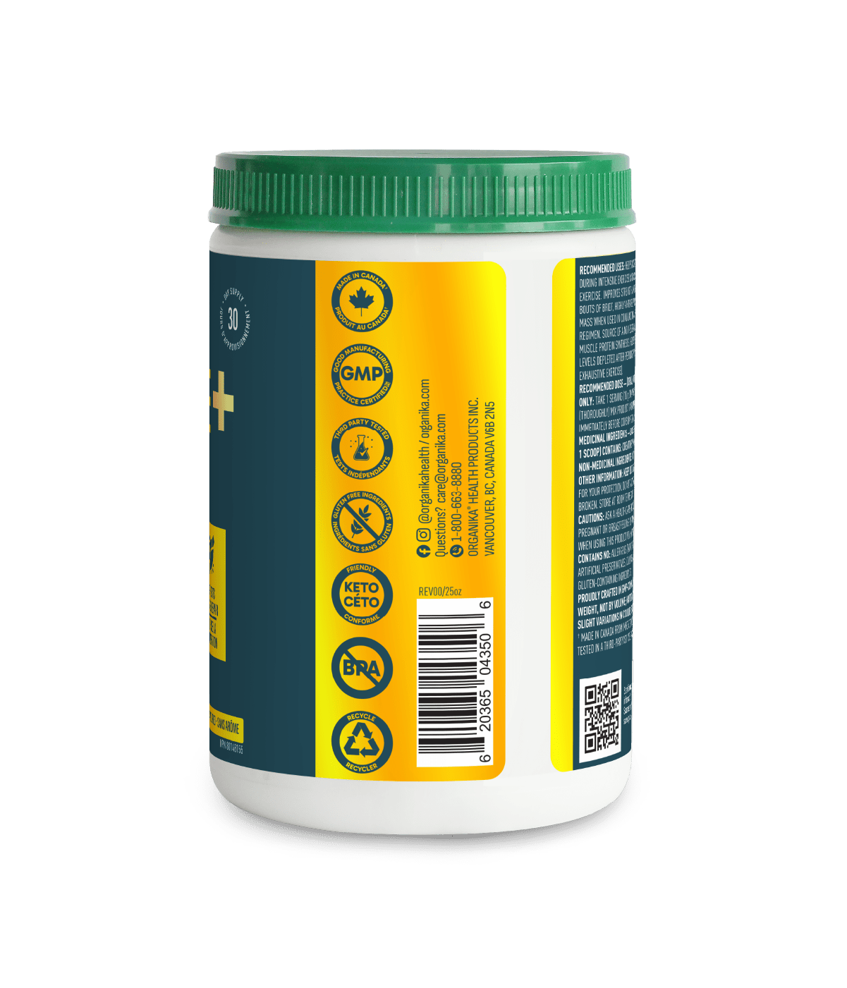 Creatine + Glutamine - Unflavoured - Unflavoured - Organika Health Products