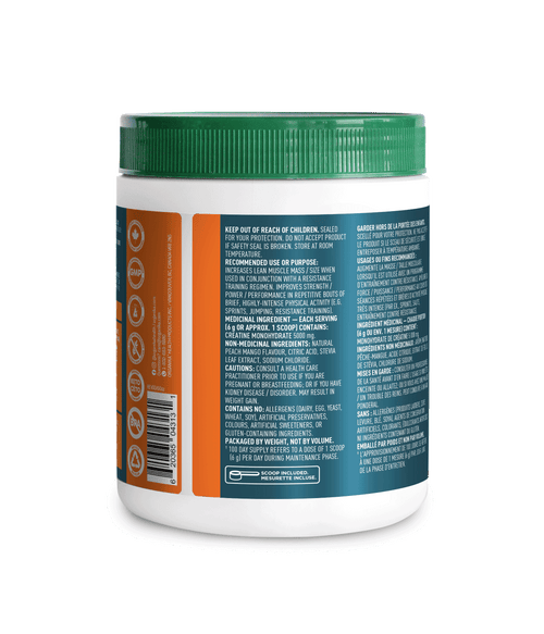 Creatine Powder - Peach Mango - 600 g - Organika Health Products