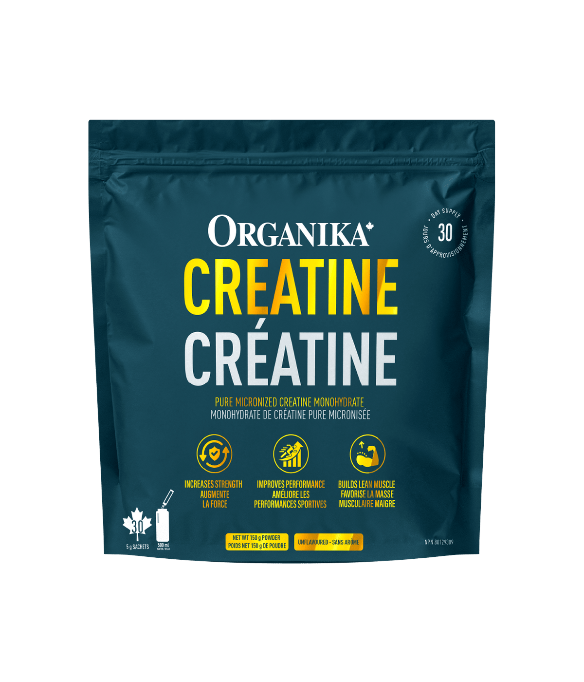 Creatine Sachets - Unflavoured - 5 g x 30 Sachets - Organika Health Products