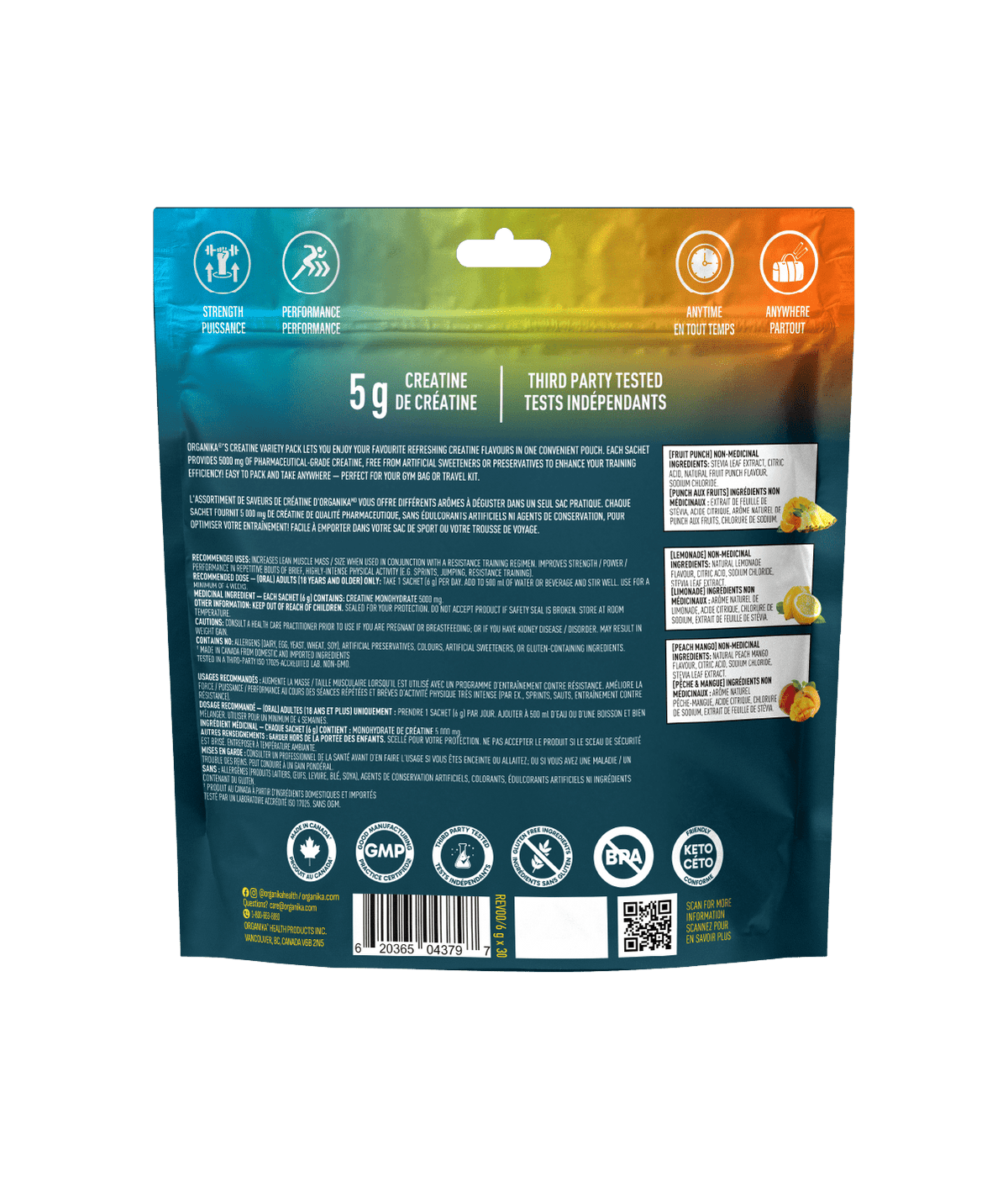 Creatine Sachets - Variety Pack - Organika Health Products