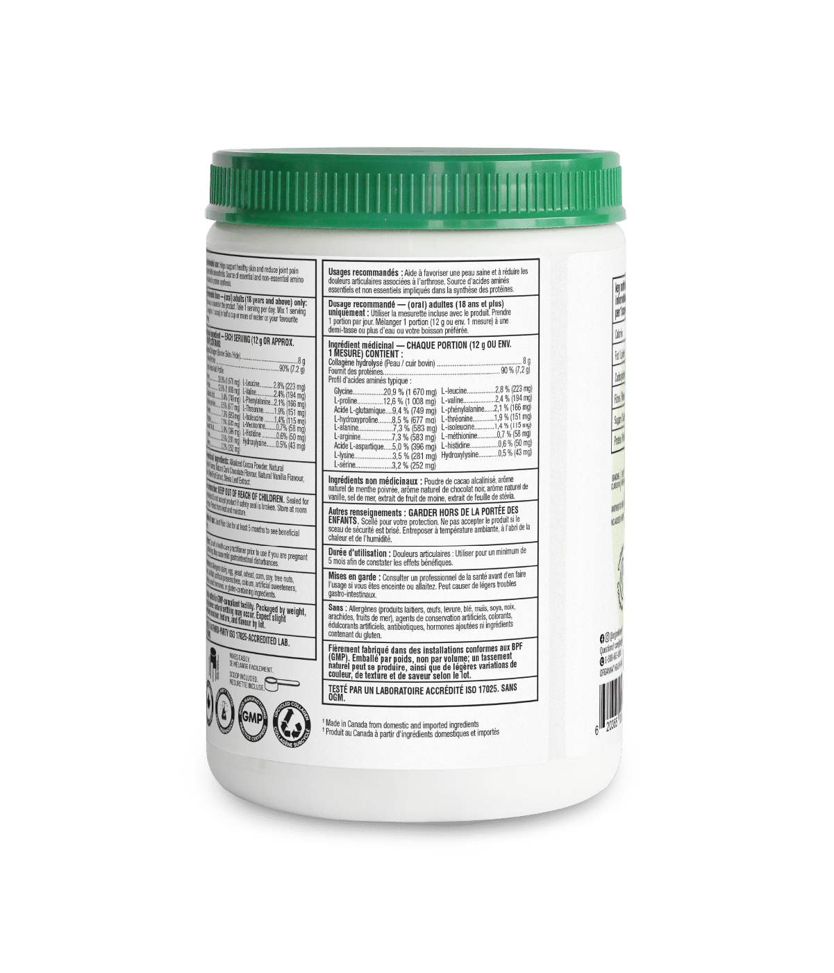 Dark Chocolate Chip Mint Enhanced Collagen Protein - Dark Chocolate Chip Mint - Organika Health Products