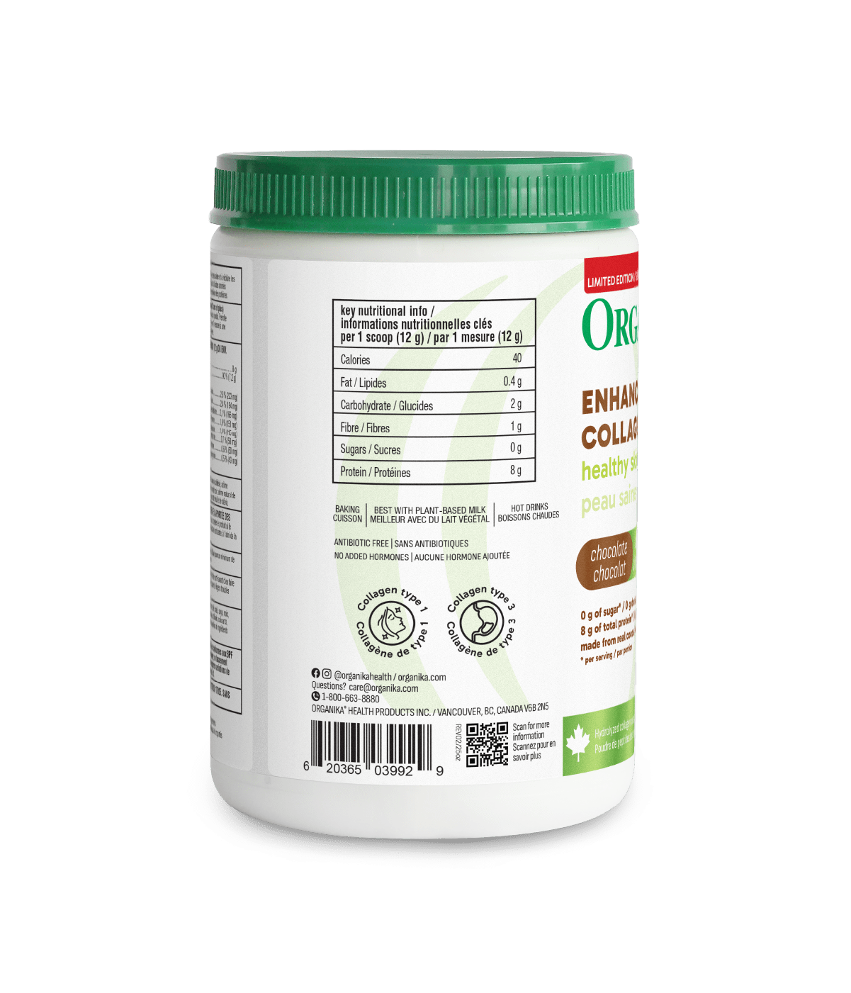 Dark Chocolate Chip Mint Enhanced Collagen Protein - Dark Chocolate Chip Mint - Organika Health Products