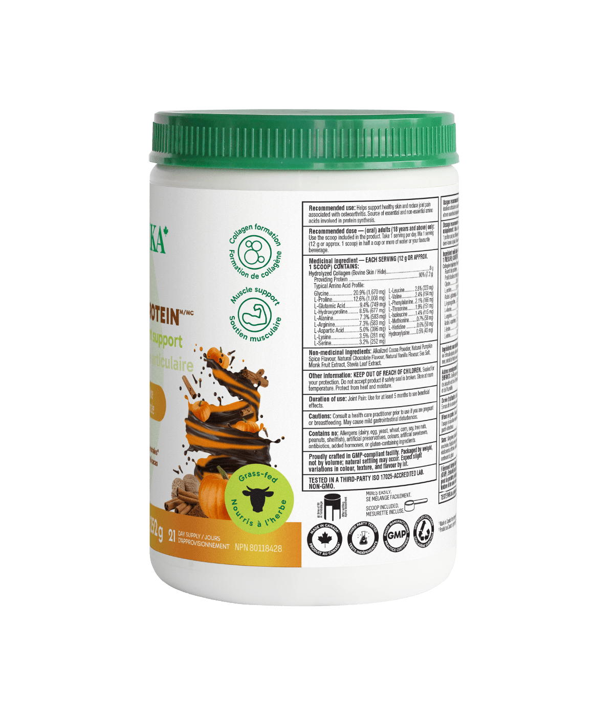 Dark Chocolate Pumpkin Spice Enhanced Collagen Protein - Dark Chocolate Pumpkin Spice - Organika Health Products