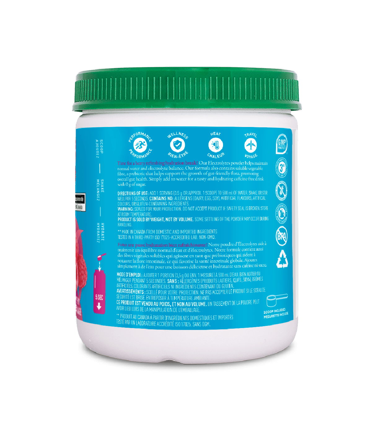 Electrolyte 100 Servings - Wild Raspberry - Wild Raspberry - Organika Health Products