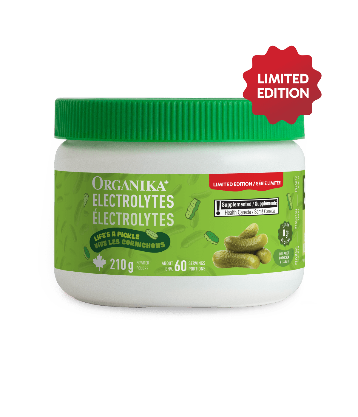 Electrolytes 60 Servings - Dill Pickle - 210 g - 60 servings - Organika Health Products