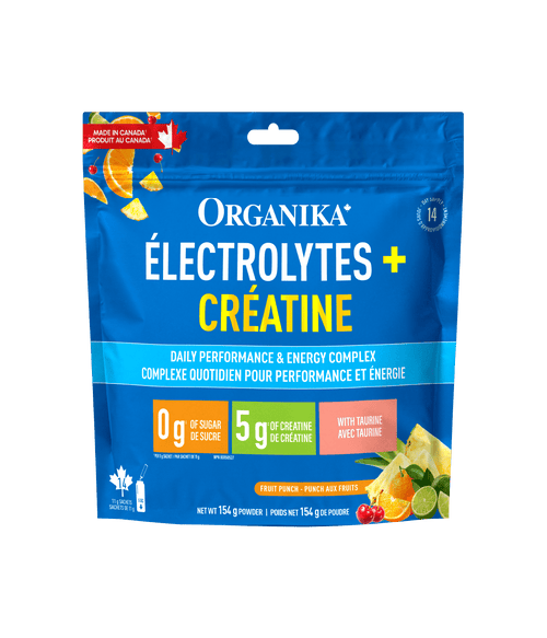 Electrolytes + Creatine + Taurine Sachets - Fruit Punch - 11g x 14 servings - Organika Health Products
