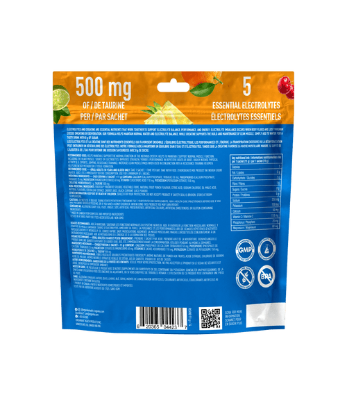 Electrolytes + Creatine + Taurine Sachets - Fruit Punch - 11g x 14 servings - Organika Health Products