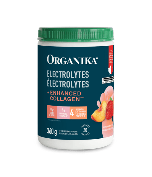 Electrolytes + Enhanced Collagen - Juicy Strawberry Peach 360 g - Juicy Strawberry Peach - Organika Health Products