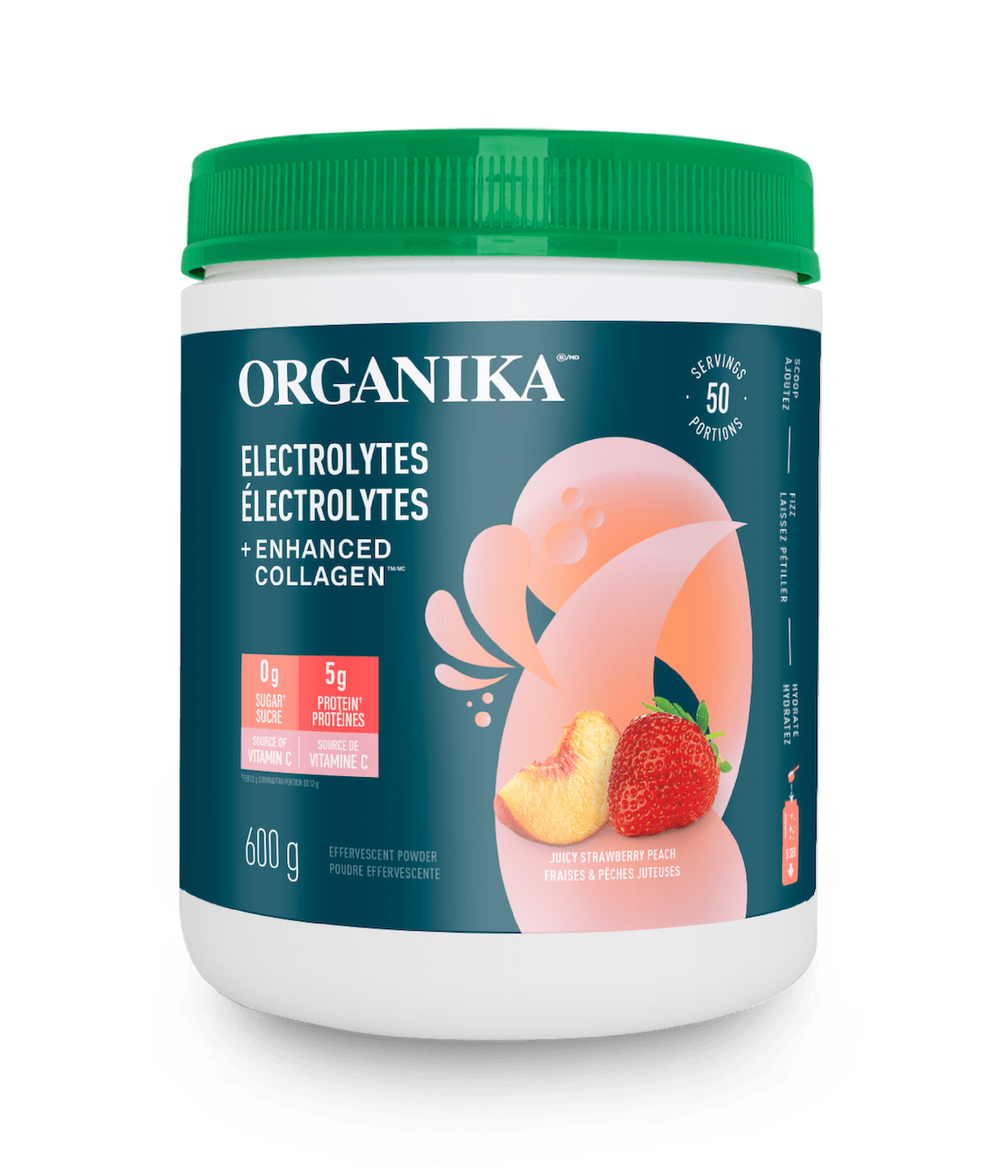 Electrolytes + Enhanced Collagen - Juicy Strawberry Peach - Organika Health Products