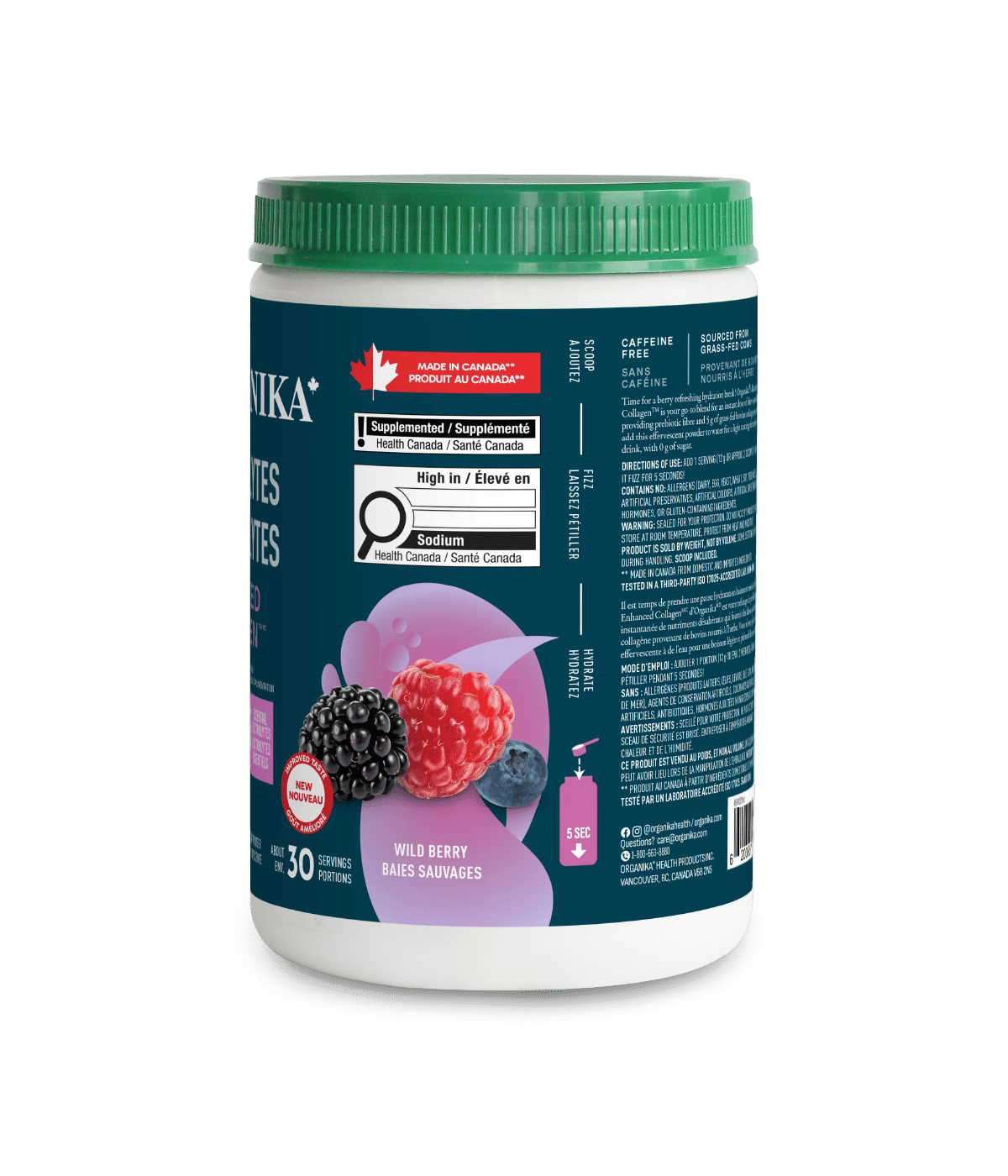 Electrolytes + Enhanced Collagen - Wild Berry - Wild Berry - Organika Health Products