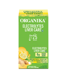 Electrolytes Liver Care with Milk Thistle, Choline & NAC - Lemon Honey Ginger - Organika Health Products