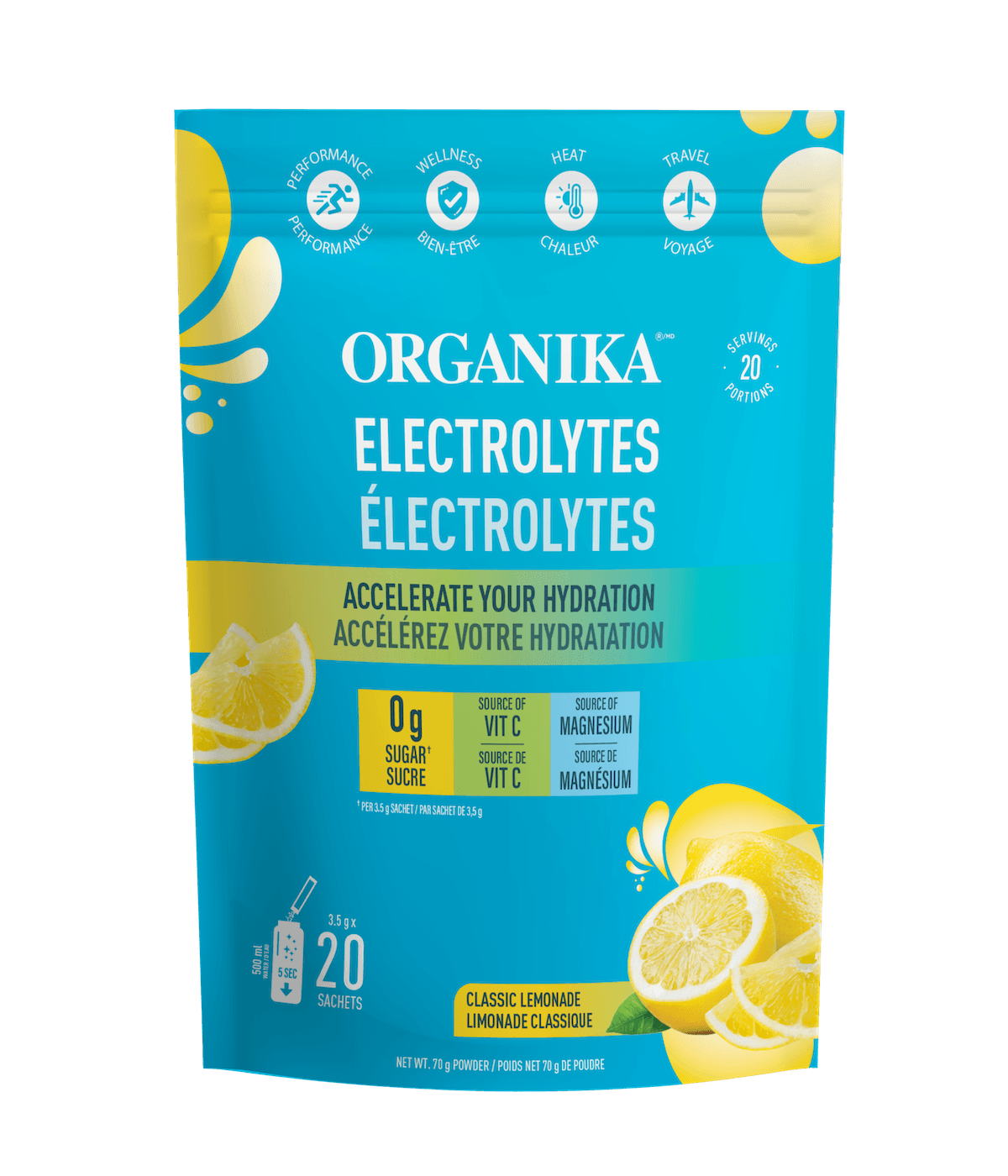 Electrolytes Sachets - Classic Lemonade - Organika Health Products