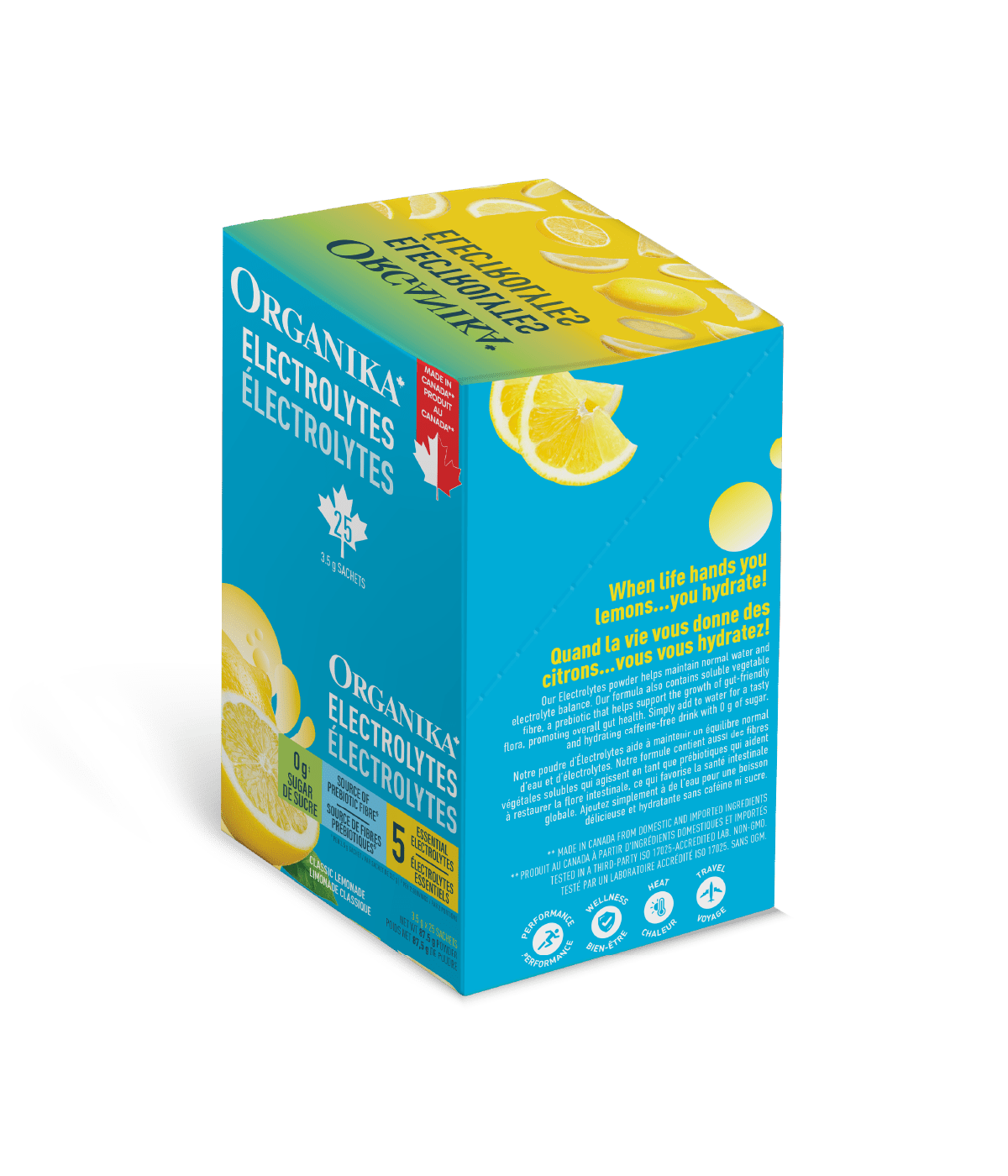 Electrolytes Sachets - Classic Lemonade - Box (25 Pack) - Organika Health Products