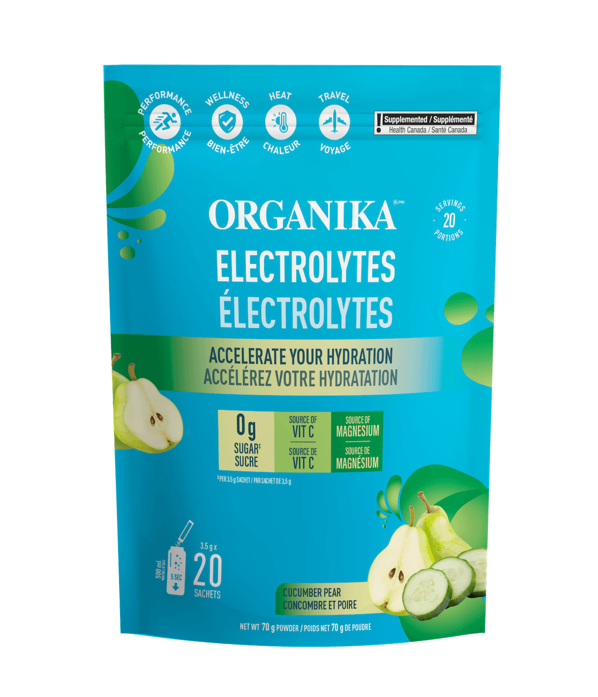 Electrolytes Sachets - Cucumber Pear - Organika Health Products