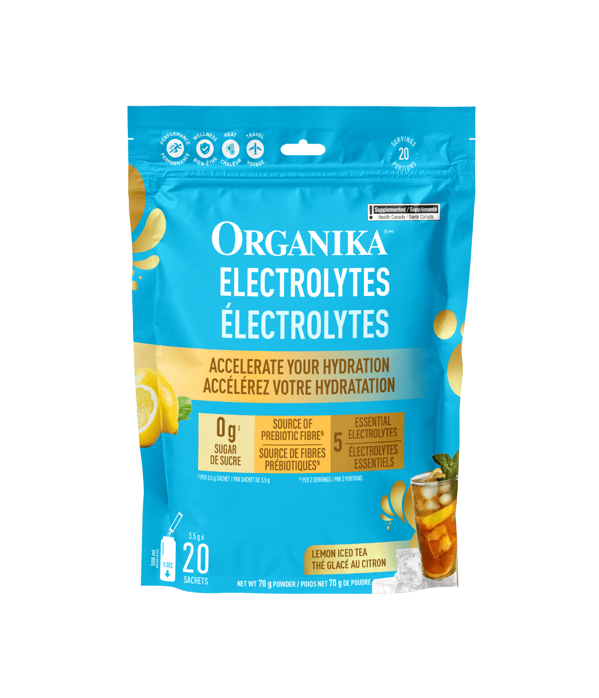 Electrolytes Sachets - Lemon Iced Tea - Organika Health Products
