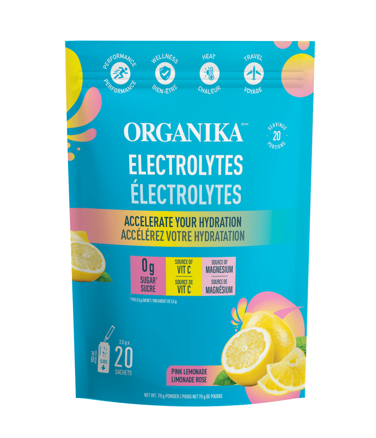 Electrolytes Sachets - Pink Lemonade - Organika Health Products